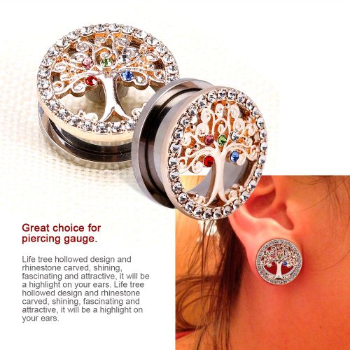 1 Piece De Piercing Tunnel D'oreille Creux En Acier Inoxydable Avec Strass (18 Mm)
