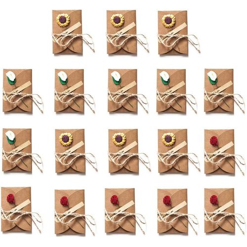 CHECARZHN--NO1-18 Pièces Rétro Kraft Enveloppes Vierges, Carte Postale Décorée De Fleurs Séchées, Pour Le Mariage D'Anniversaire Merci Cartes De Voeux Saint Valentin Douches De Bébé Faveurs