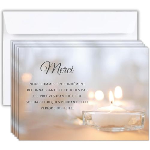 CHECARZHN--NO1-Lot De 25 Cartes + 25 Enveloppe Blanches - Cartes Remerciement Deuil - Condoléances Décès Obsèques Ou Enterrement - Papier Mat De Qualité Format Carte Postale (14,8 X 10,5 Cm) - Design