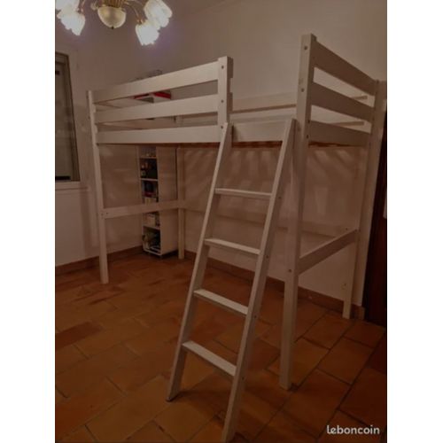 Lit Mezzanine Blanc En Bois