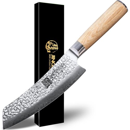 Checarzhn--No1-Couteau Santoku 18 Cm, Noyau Vg-10 Hrc60-62 Acier Inoxydable Damas, Certifié Sgs Forgé Premium Tranchant Ultra-Durable, Couteau De Cuisine Professionnel