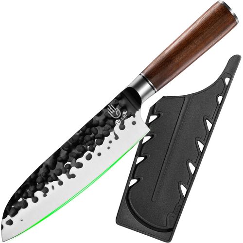 Checarzhn--No1-Couteau De Chef, Couteau De Boucher Forgé, Couteau De Chef En Acier À Haute Teneur En Carbone Pour Couper La Viande Et Les Légumes, Adapté À La Cuisine Domestique (17,6 Cm Santoku De)