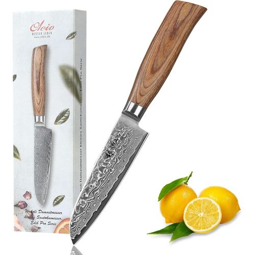 Checarzhn--No1-Edib Pro Petit Couteau Santoku En Acier Damas I Lame De 11,5 Cm En Acier Damassé À 67 Couches Avec Noyau Vg10 Et Manche En Bois De Pakka I Couteau De Cuisine Professionnel & Couteau Da