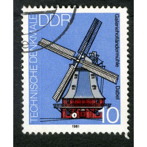 Timbre Oblitéré Ddr, Technische Denkmale, Galeriehollandermuchle, Dabel, 1981, 10