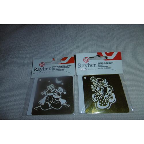 Rayher Pochoirs Laiton Pour Embossing 65x65mm Lot De 2 : Clown Et Bonhomme De Neige