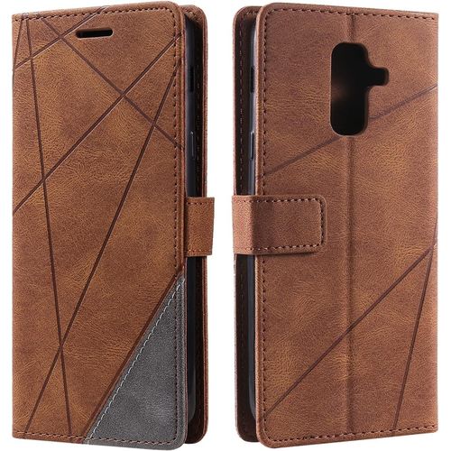 Kal-Coque Pour Galaxy A6 Plus 2018, Etui En Cuir Pu Portefeuille Housse Fermeture Magnétique Und Flip Pour Galaxy A6 Plus 2018, Avec Fermeture Magnétique, Marron