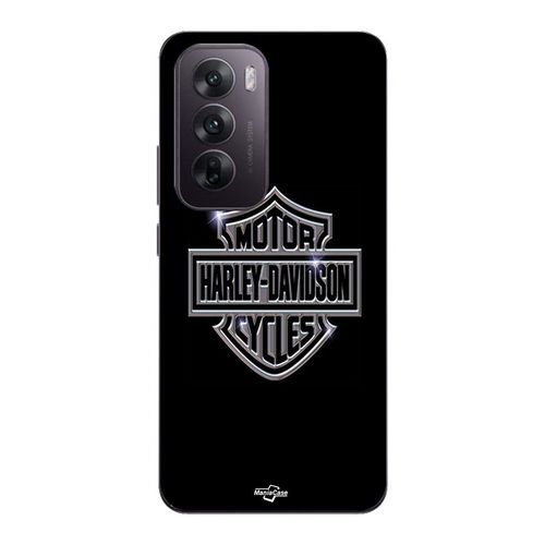 Coque Pour Oppo Reno 12 Pro 5g Harley Davidson Logo Motor Sycles Gris Front Noir Maniacase