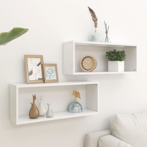 Vidaxl Étagères Murales Cube 2 Pcs Blanc 60x15x23 Cm Bois D'ingénierie