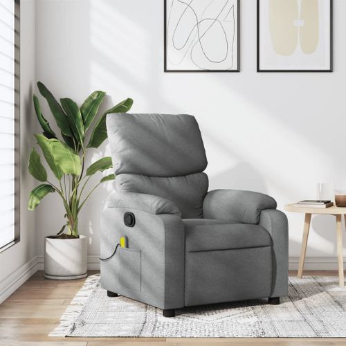 Vidaxl Fauteuil De Massage Inclinable Gris Clair Tissu