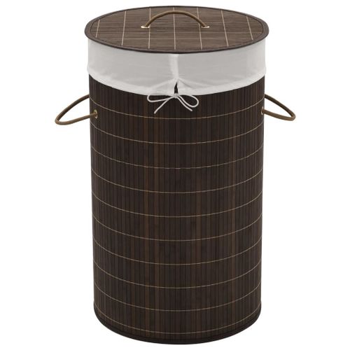 vidaXL Panier à linge rond en bambou Marron foncé
