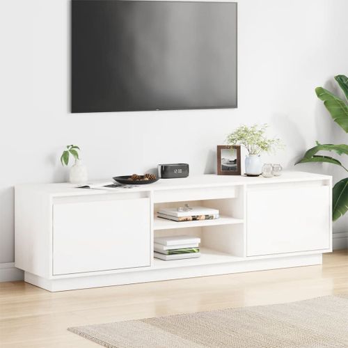 Vidaxl Meuble Tv Blanc 140x35x40 Cm Bois De Pin Massif