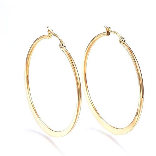Créoles Femme Acier Inoxydable Doré Boucles D'Oreilles Rondes 4,5 Cm
