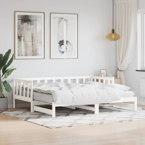 Vidaxl Lit De Jour Avec Lit Gigogne Blanc 90x190 Cm Bois De Pin Massif