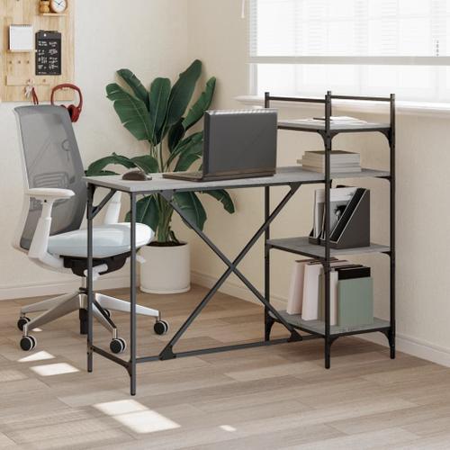 Vidaxl Bureau D'ordinateur Avec Étagères Sonoma Gris 120x47x109 Cm