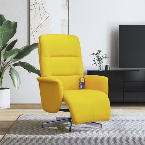 Vidaxl Fauteuil Inclinable De Massage Repose-Pieds Jaune Clair Tissu