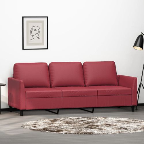 Vidaxl Canapé À 3 Places Rouge Bordeaux 180 Cm Similicuir