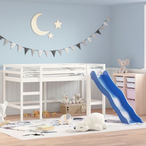 Vidaxl Lit Mezzanine Enfants Toboggan Blanc 80x200 Cm Bois Pin Massif