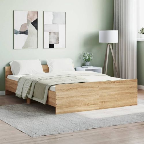 Vidaxl Cadre De Lit Tête De Lit Et Pied De Lit Chêne Sonoma 140x190 Cm