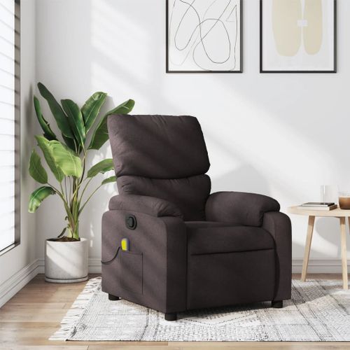 Vidaxl Fauteuil De Massage Inclinable Marron Foncé Tissu