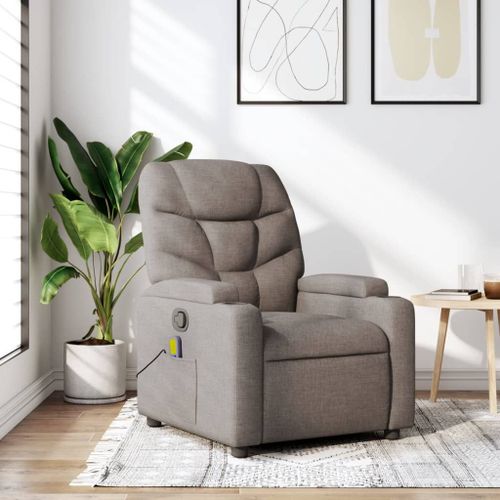 Vidaxl Fauteuil De Massage Inclinable Taupe Tissu