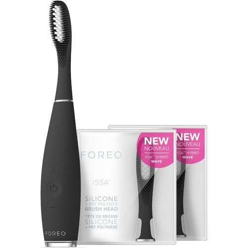 Checarzhn--No1-Total Oral Care Issa 3 Set - À Dents Électrique Silicone Ultra-Hygiénique + 2 Têtes De Issa Hybrid Wave - Dents Blanches, Gencives, Joues Et Langue Propres -Black