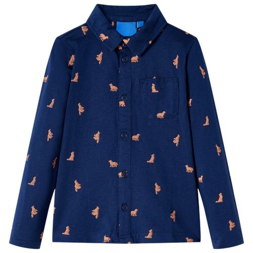 Chemise Pour Enfants Imprimé Chien Bleu Marine 92