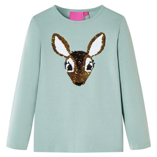 T-Shirt Enfants À Manches Longues Cerf Pailleté Menthe Moyenne 104