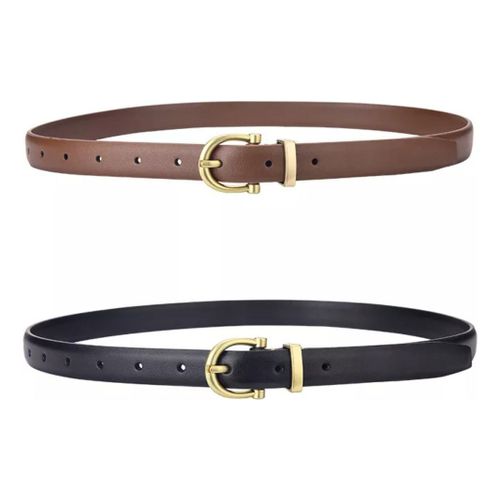 2 Ceintures En Cuir Pour Femme, Authentiques, Noires Pour Marron