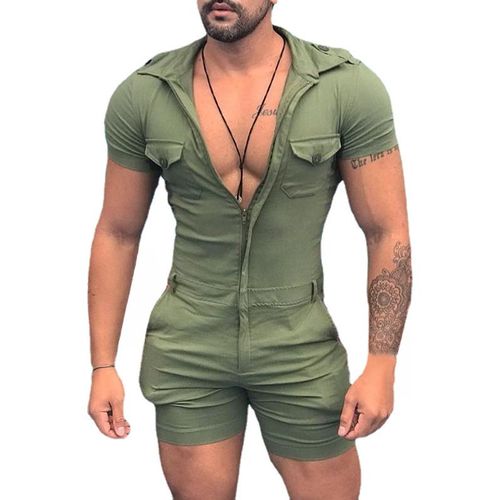 Combinaison Zippée Homme, Chemise D'été À Manches Courtes