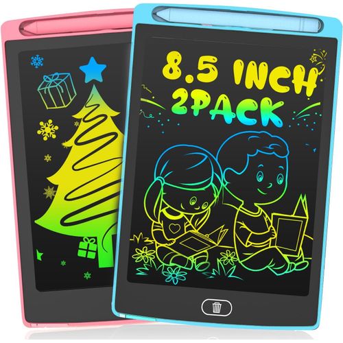 Checarzhn--No1-Tablette Dessin 8,5 Pouces, Lot 2 Lcd Ardo Magique, Gribouillages Colorés,Jouets Éducatifs Enfant 3 À 8 Ans, Cadeaux D'anniversaire De Noël Pour Filles Garçons(Rose + Bleu)