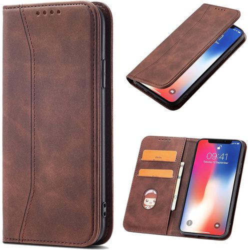 Kal-Coque Pour Huawei P Smart Plus/Nova 3i, Pu Cuir Portefeuille Housse Magnétique Flip Pochette Étui À Rabat Case Avec Antichoc Tpu Housse [Emplacements Cartes] [Fonction Support] (Brun)