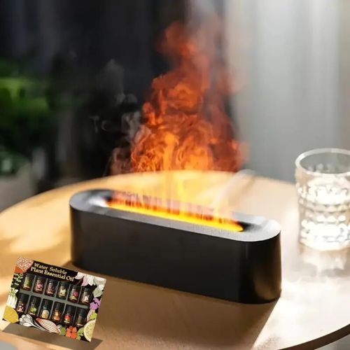 CHECARZHN--NO1-Humidificateur Cheminée Avec Effet Flamme Led, Diffuseur D'Arômes Ultrasonique, Décoratif Et Fonctionnel, Idéal Pour La Maison Ou Le Bureau, Silencieux Et De Grande Capacité, Cadeau De