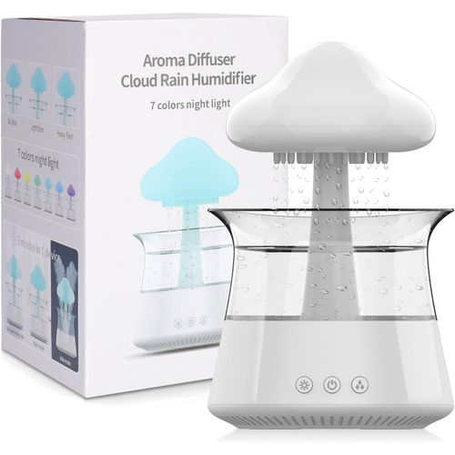 CHECARZHN--NO1-2023 Humidificateur D'Air Nuageux Diffuseur D'Huile Essentielle Avec 7 Lumières Led De Couleur, Nano Diffuseur De Brume Et Humidificateur Pour Grandes Pièces, Chambre Et Maison (Blanc)