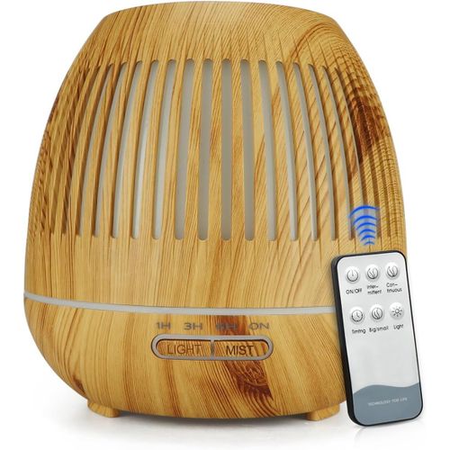 CHECARZHN--NO1-Humidificateur D'Air Diffuseur D'Arômes Pour Huiles Parfumées | Télécommande + Minuterie | 400 Ml | Lampe Aromatique | 7 Couleurs De Lumière | Huile Design En Bois | Bien-Être Chambre