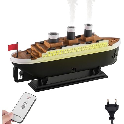 CHECARZHN--NO1-Mini Humidificateur D'Air, Humidificateur Brume À Modèle De Bateau, 2 Modes, Minuterie, 250Ml Diffuseur Chambre Avec Lumières Colorées Pour Voiture, Bureau, Chambre À Coucher