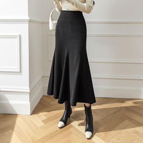 Jupe Longue En Laine Polyvalente Jupe Queue De Poisson Vêtements D'hiver Jupe Longue En Laine Slim Irrégulière Pour Femmes