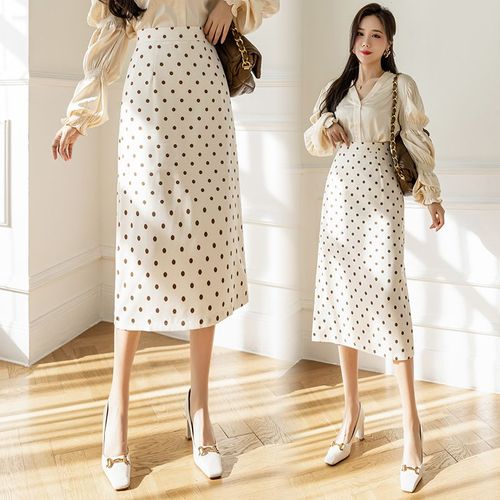 Jupe Midi Pour Femme Été Taille Haute Jupe Trapèze Jupe Longue À Pois Jupe Midi Polyvalente À Pois