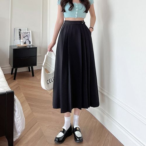 Jupe Mi-Longue Xiaxin Grande Taille Jupe Plissée Pour Femme Jupe Trapèze Amincissante Taille Haute Couvrant Les Hanches Jupe Mi-Longue À Tête De Cheval Pour Femme