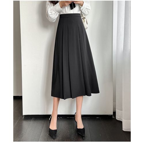 Jupe Mi-Longue Pour Femme Au Printemps Et En Été Taille Haute A-Line Swing Ol Jupe Parapluie Longueur Genou Jupe Longue Plissée