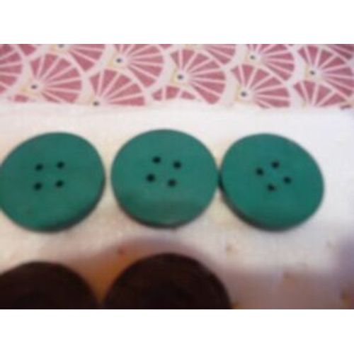 3 Boutons Bois Vert Diam 27