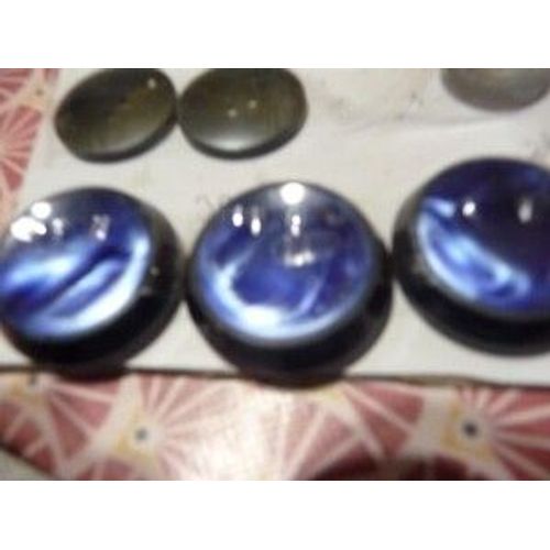 Bleu Moirés Bleu Brillants Boutons Diam 30
