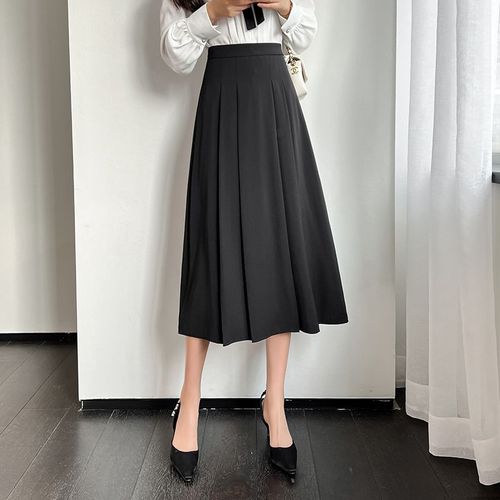 Jupe Mi-Longue Pour Femme Taille Haute A-Line Swing Ol Jupe Parapluie Longueur Genou Jupe Longue Plissée