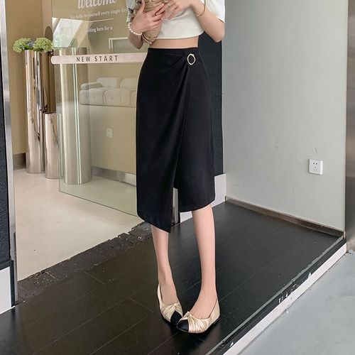 Jupe Mi-Longue Plissée Taille Haute Noire Pour Femme, Style Hong Kong, Idéale Pour Les Déplacements Quotidiens, Style Trapèze, Été