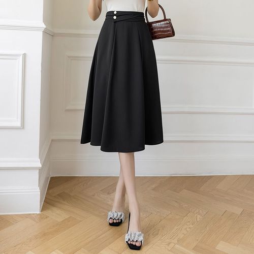 Jupe Taille Haute Pour Femme, Coupe Trapèze, Mi-Longue, Couvrant Les Hanches, Large Et Slim, Jupe Longue Rétro Française Pour Femme