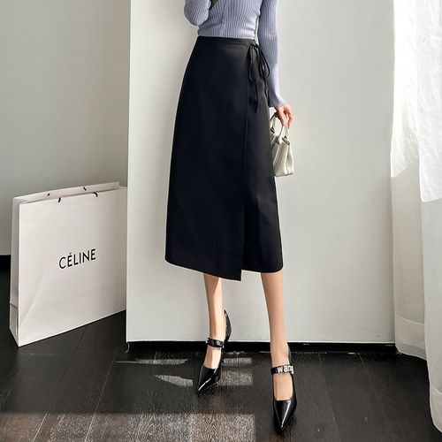 Jupe Taille Haute Mi-Longue Pour Le Printemps Et L'été, Costume Polyvalent, Jupe Trapèze, Jupe En Dentelle Noire En Une Étape