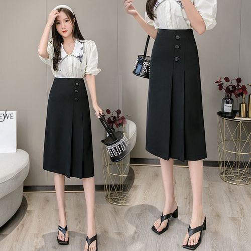 Jupe Trapèze D'été Mi-Longue Pour Femme, Jupe Mi-Longue Taille Haute Au-Dessus Du Genou
