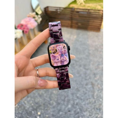 Bracelet De Montre Apple En Résine Légère Pour Le Printemps Et L'été, Adapté Aux Modèles Universels Pour Hommes Et Femmes De La Génération Apple Watch 87654se 3-Rose Violet - 38 Mm/40 Mm/41 Mm