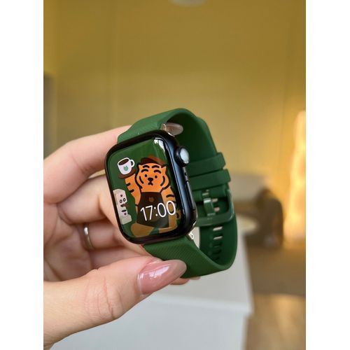 Compatible Avec Le Bracelet De Montre Apple S10 En Silicone Liquide Apple Watch 98765432se Pour Hommes Et Femmes En Silicone Sport-Vert Forêt - (1/2/3 Génération 42 Mm)/44/45/46/49 Mm Universel