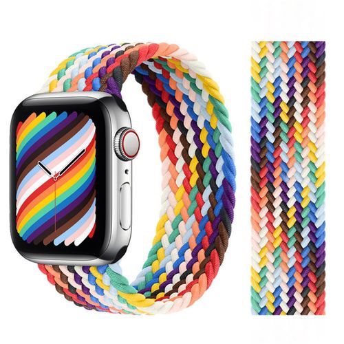Compatible Avec Apple Watch S8, Bracelet Tressé À Boucle Unique Pour Apple Watch S9 Et Iwatch 10, Nylon, Nouveau Se-Connecteur Noir Arc-En-Ciel - 38/40/41/(10e Génération 42 Mm) [Code S] ¿ [Bracelet