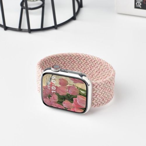 Compatible Avec Apple Watch S8, Bracelet Tressé À Boucle Unique Pour Apple Watch S9 Et Iwatch 10, Nylon, Nouveau Se-Starlight Pink - (Génération 123 42 Mm) / 44/45/46/49 Mm [Code S] [Ultra/Génératio